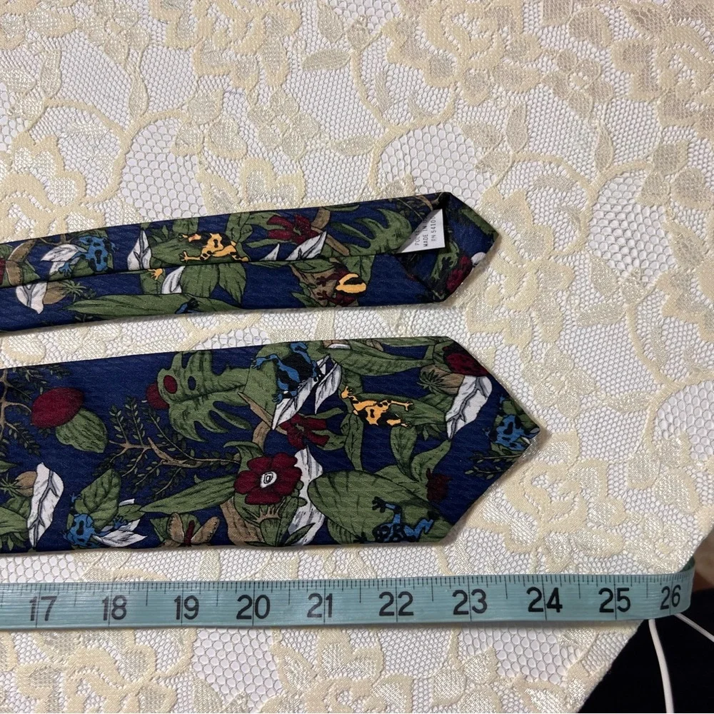 Vintage JB Herringbone Kids Boys Jungle Navy Tree Frog Plant Tie